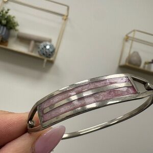 Elegant Sterling Silver and Pink Women's Bracelet